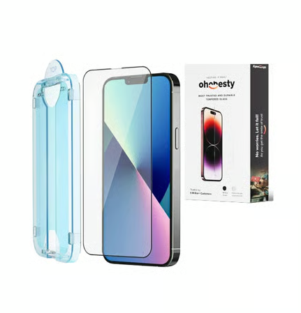 OHONESTY Military Grade Easy to Fit Tempered Glass for iPhone 13/13 Pro/14